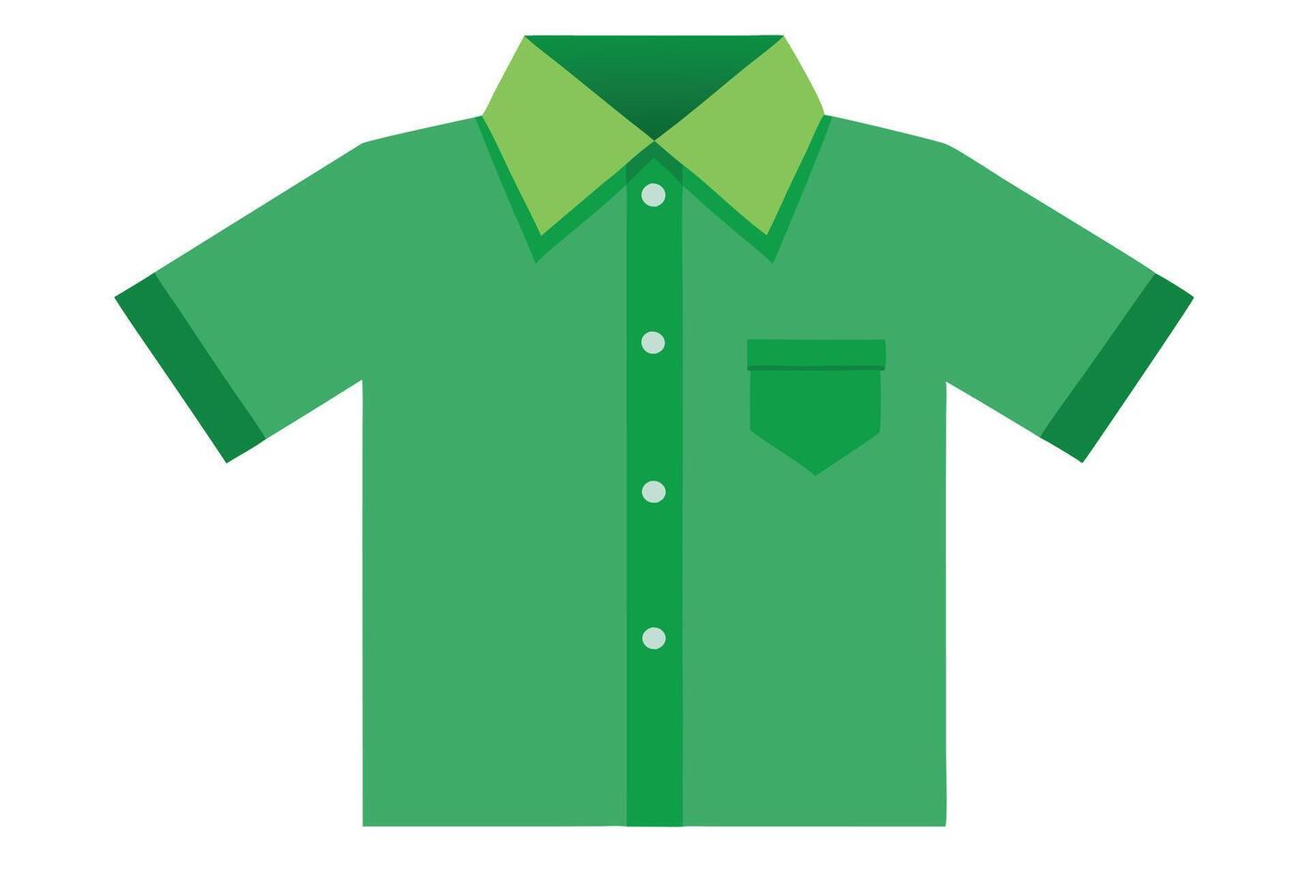 A green short sleeved shirt with a pocket and green collar vector