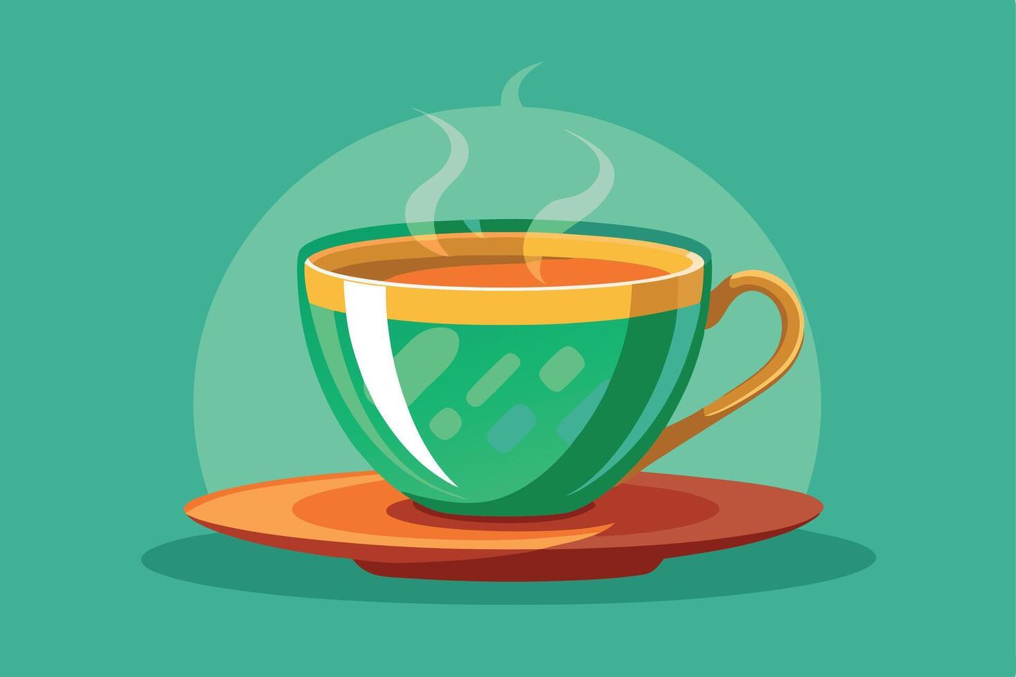 A stylized illustration of a steaming cup on a saucer art vector