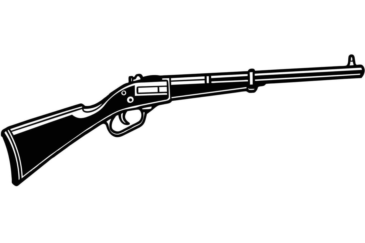 A rifle gun weapon firearm isolated on white background for hunting and military vector