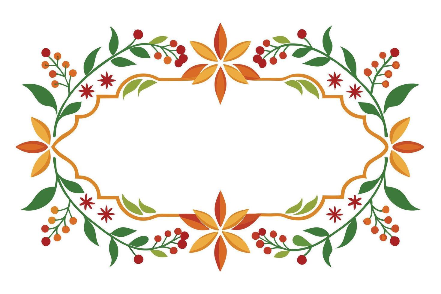 Floral frame with leaves and berries decorative illustration vector