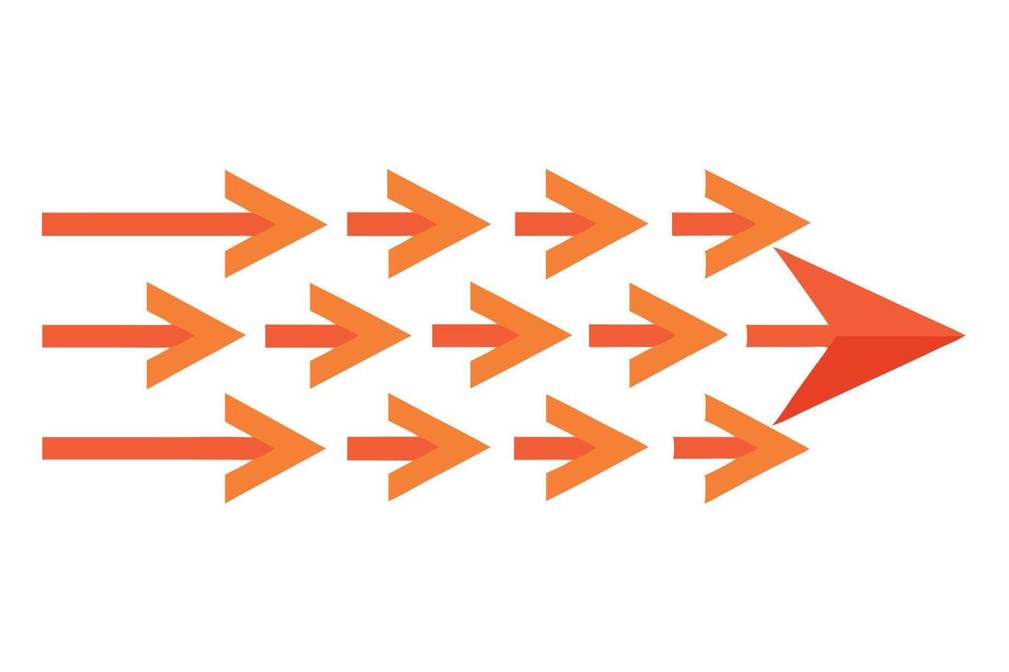 A Arrows pointing right with one arrow larger than the others vector