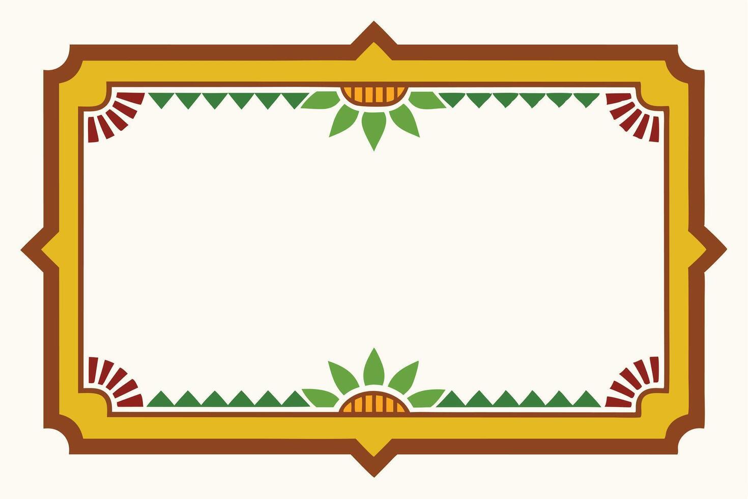 Ornate rectangular frame with floral and geometric accents vector