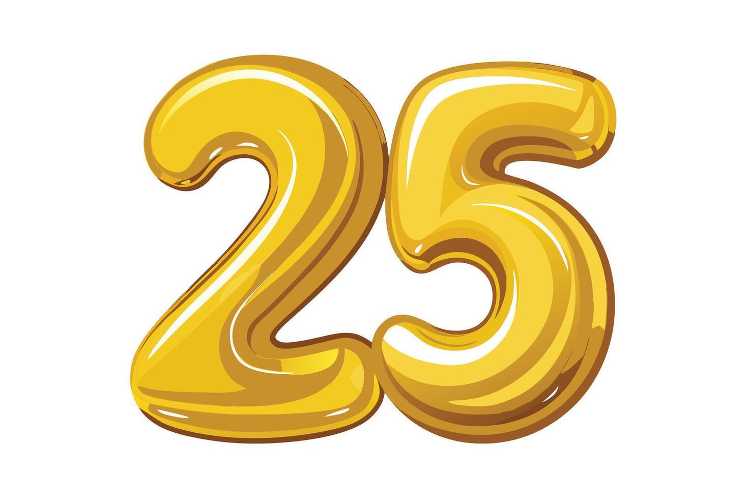 Golden number twenty five balloon illustration on white background vector