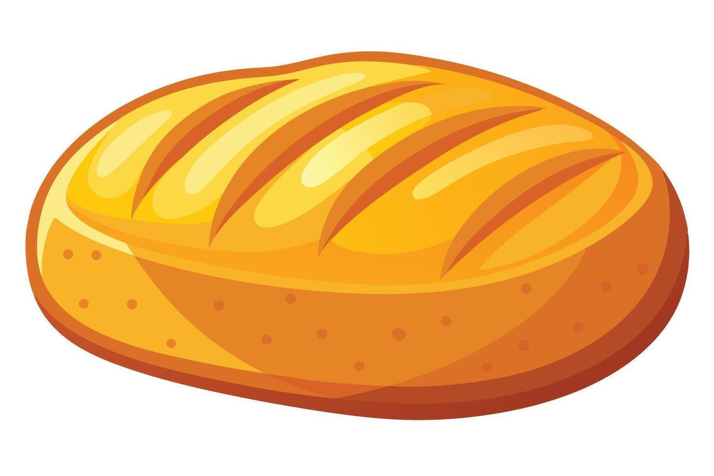A loaf of bread illustration with golden crust and visible scoring on top surface vector