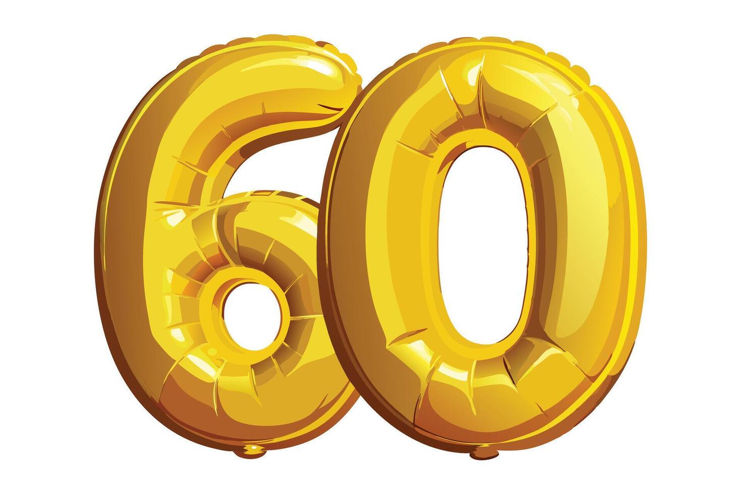Golden balloons forming the number sixty on a white background vector