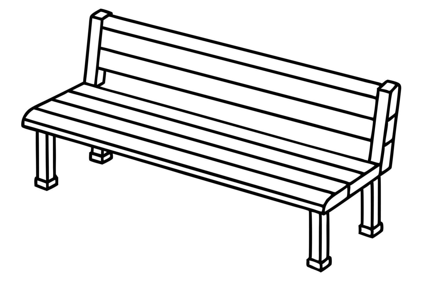 A simple line drawing of a park bench with a white background illustration art vector