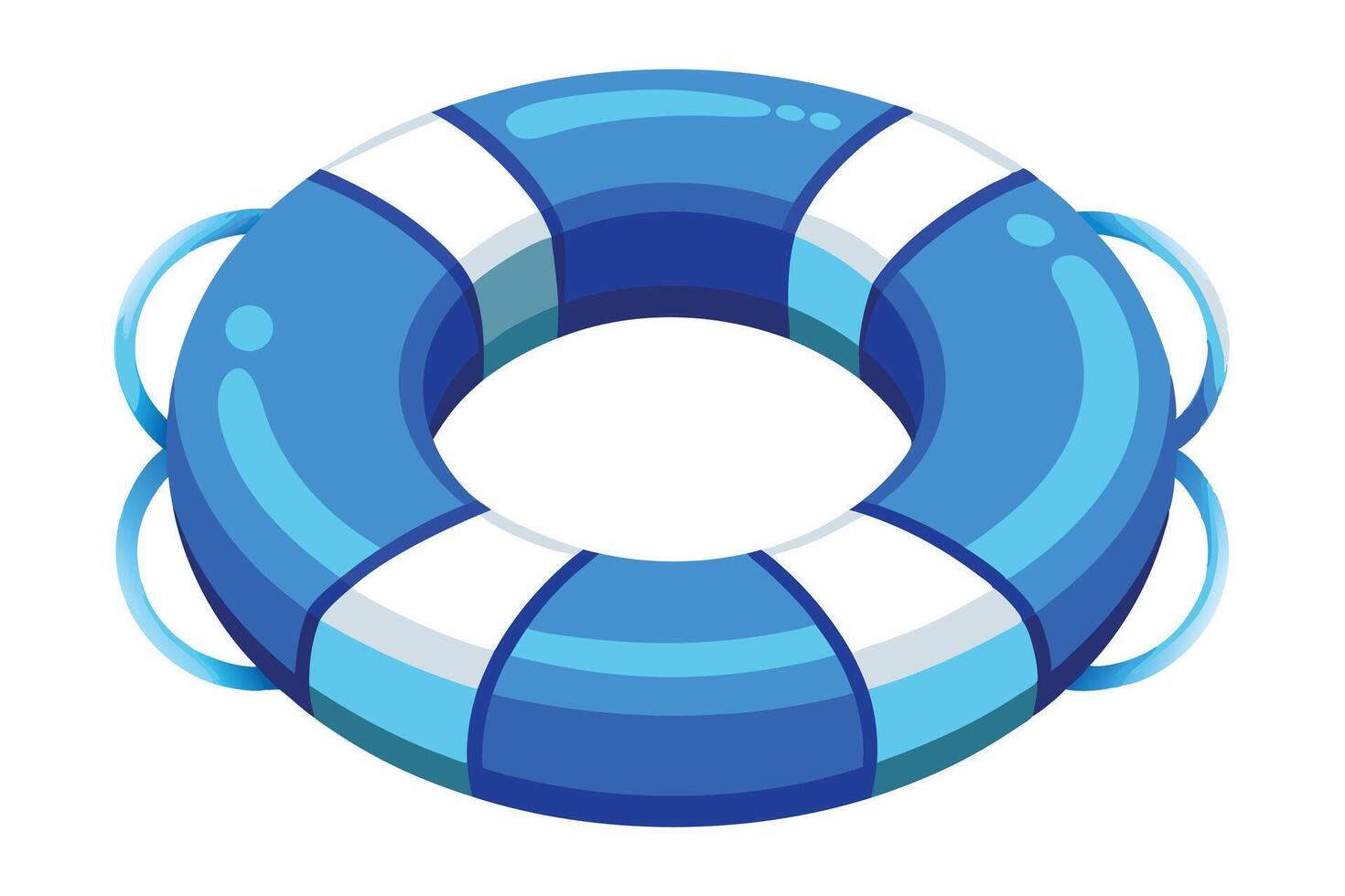 Illustration of a blue and white life preserver ring with handles on a white background vector