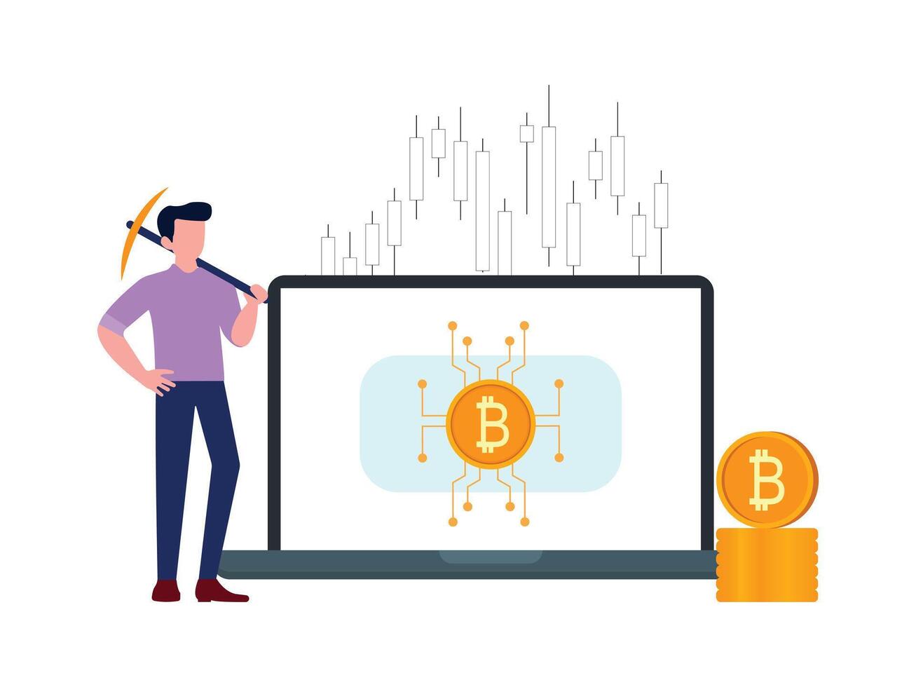 Bitcoin upward growth chart design Digital mining bitcoin vector