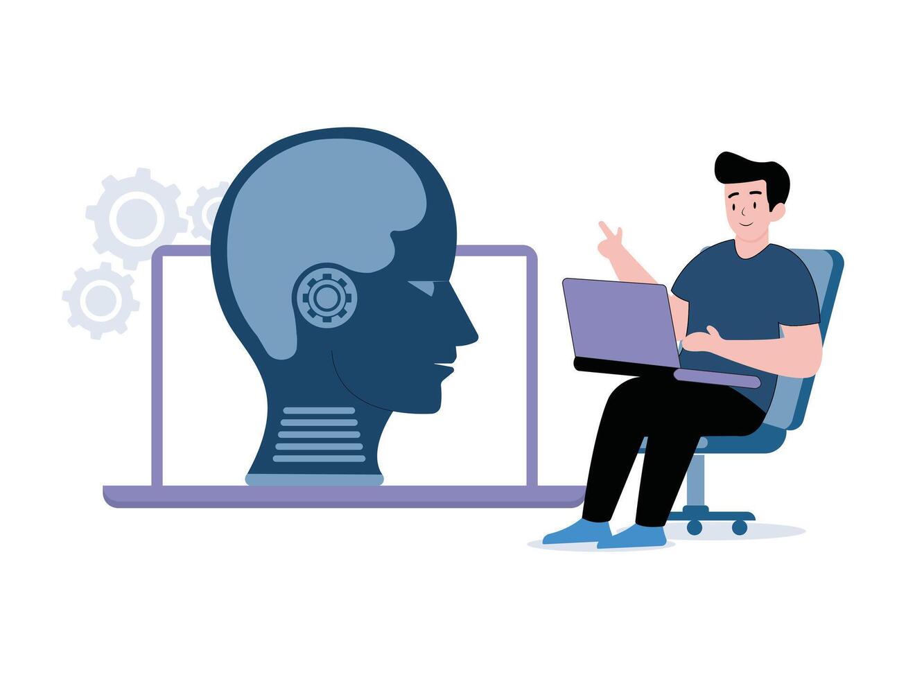 Artificial intelligence office work,robotic process automation illustration exclusive design inspiration vector