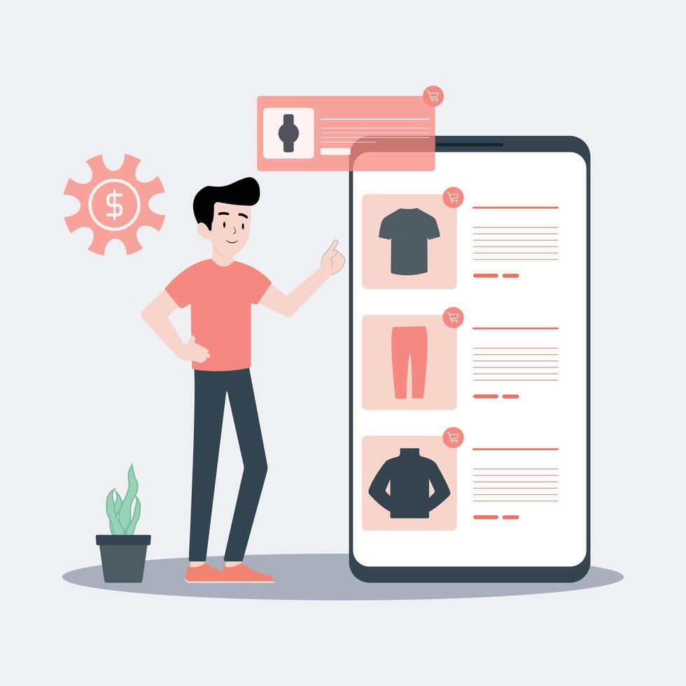 Person Viewing an Ad on a Tablet while Engaging Online Shopping vector