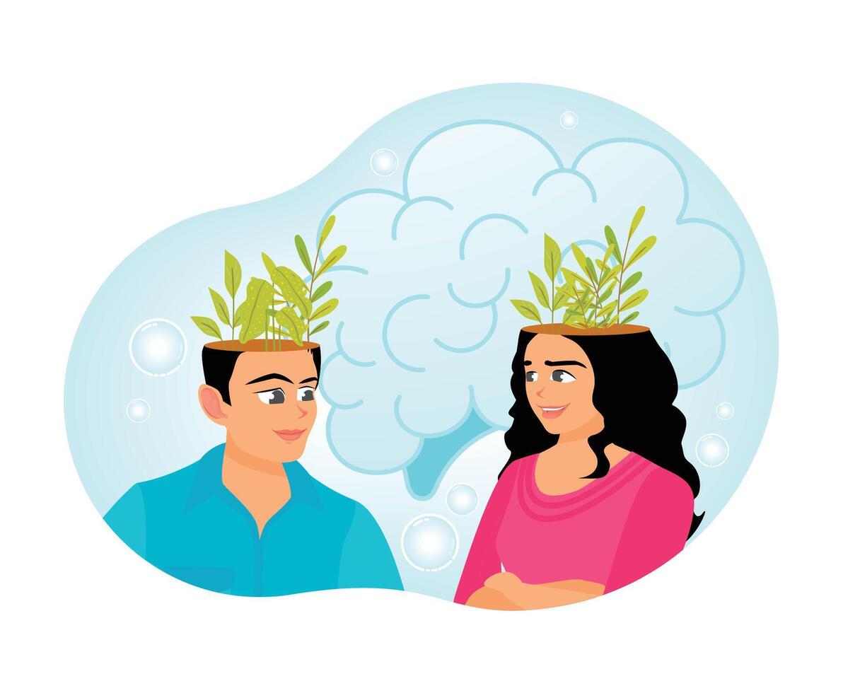 Mind Health Concept, Mental Wellbeing Utter Metaphor. vector