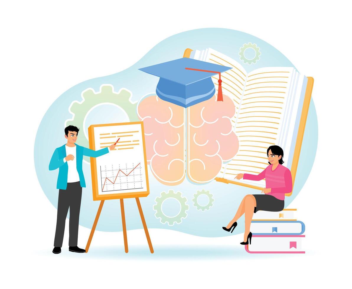Education or Learning with Brain Process, Memory and Knowledge. vector
