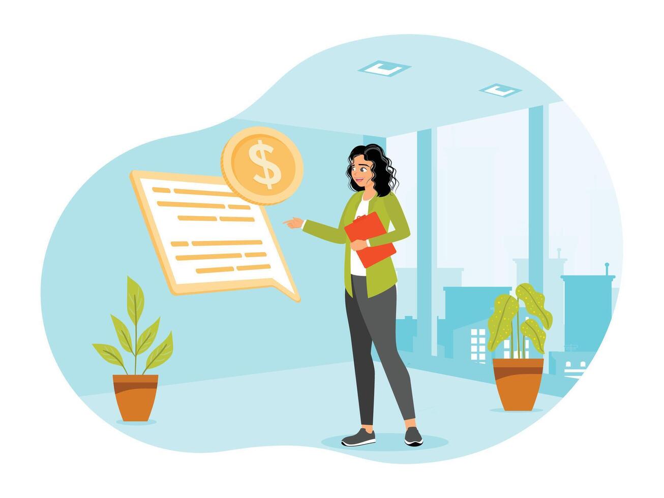 Real Estate Valuation Concept. The Appraiser Estimates How Much the Property is Worth. vector