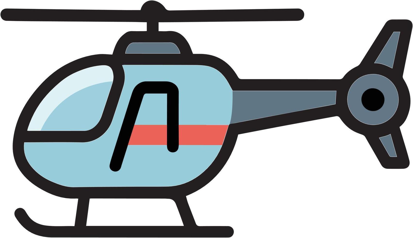 Flat Illustration of a Modern Helicopter in Blue and Red Color Scheme vector