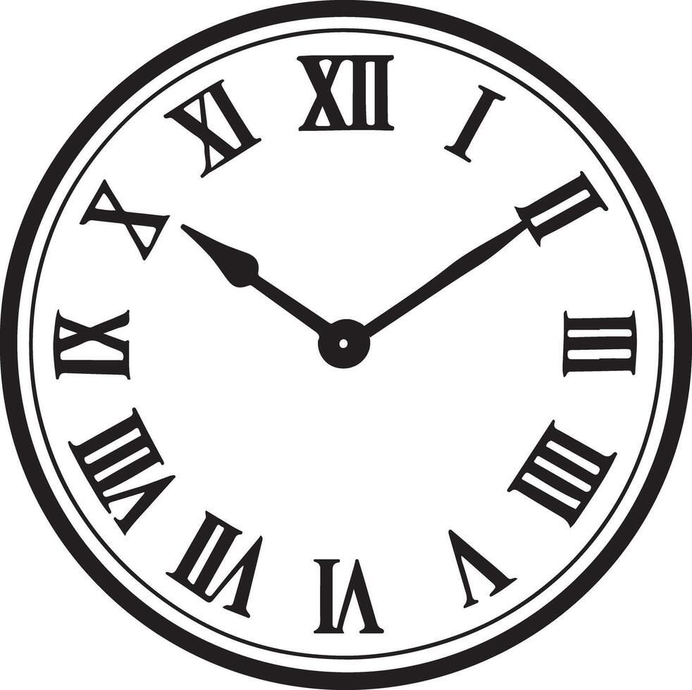 Roman Numeral Wall Clock Illustration vector