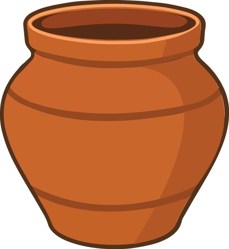 Clay Pot Illustration with Handcrafted Earthenware vector