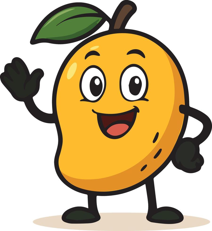 Cartoon Illustration of a Happy Mango Waving vector