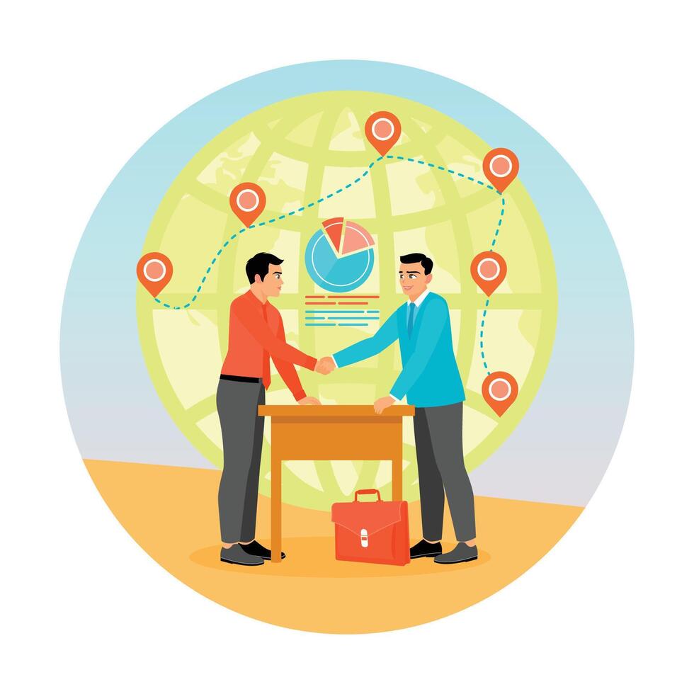 Two International Businessmen Shake Hands in Business Agreement. vector