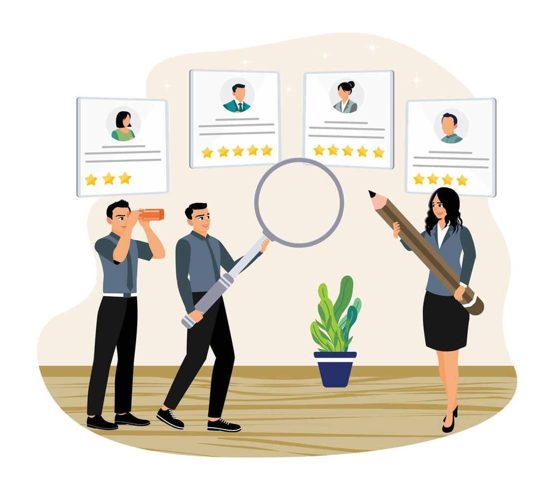 The recruitment process to select candidates who are suitable for the job position. vector