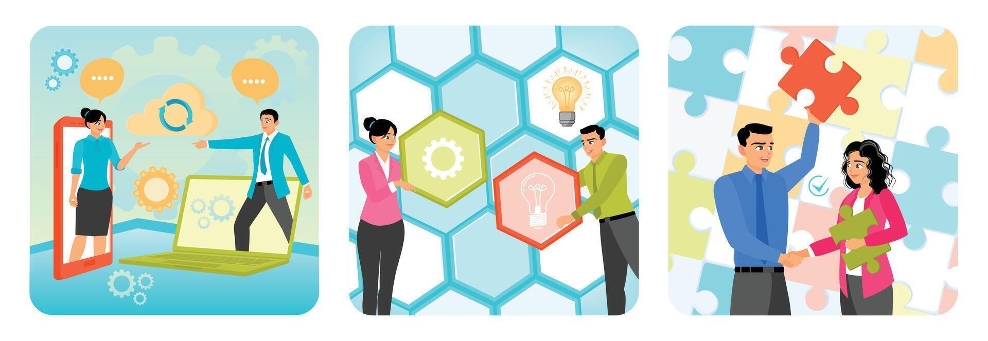 Unified Communication. Project Visual Representation. Mutual assistance program. vector