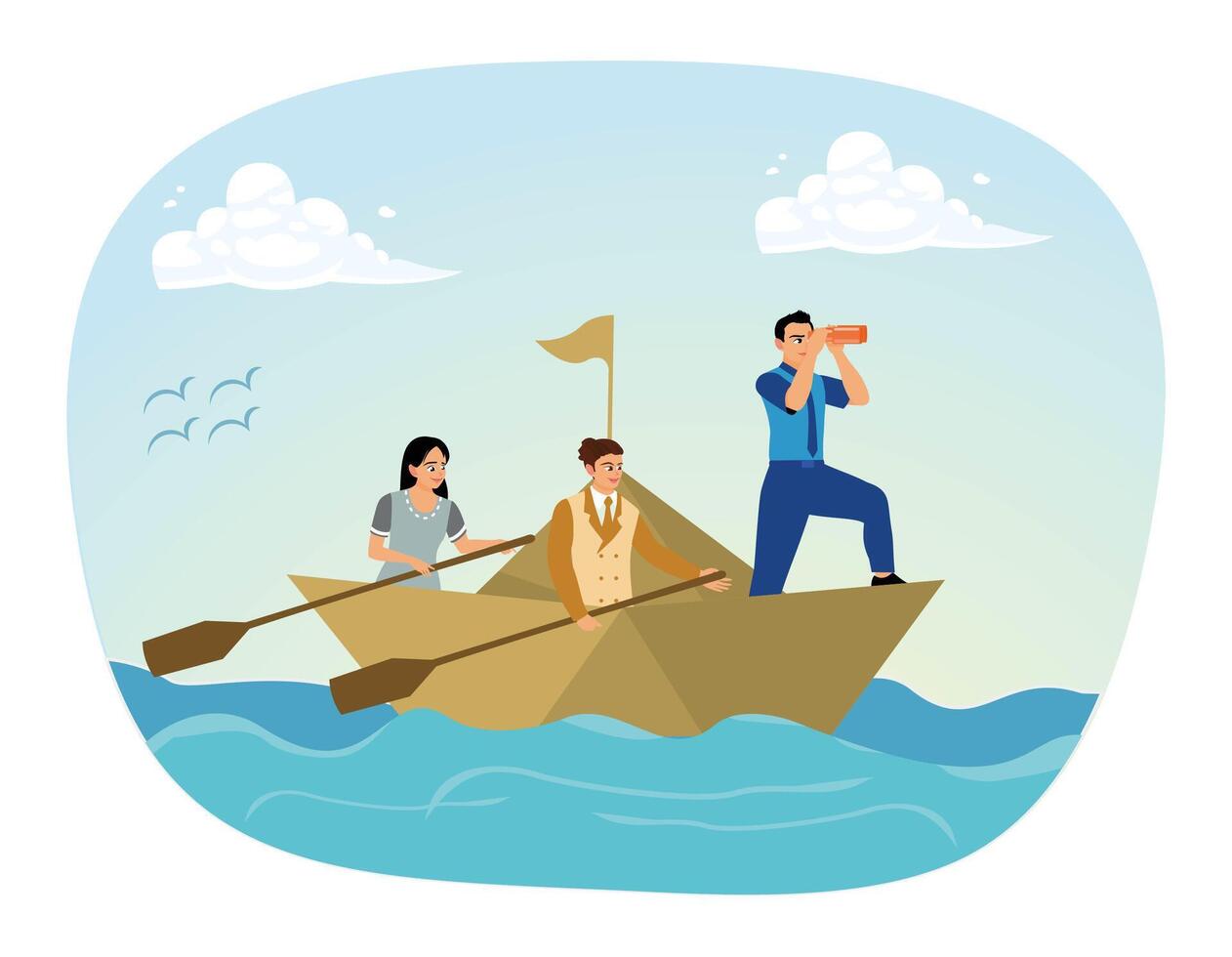 Teamwork and managers in controlling the company to achieve goals. vector