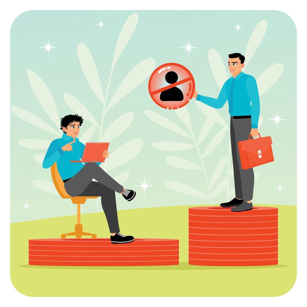 Professional Interaction about Racial Discrimination at Workplace. vector
