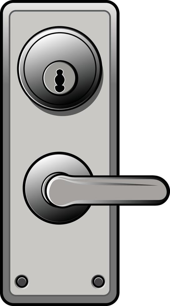 Stylish Metal Door Handle and Lock Illustration vector