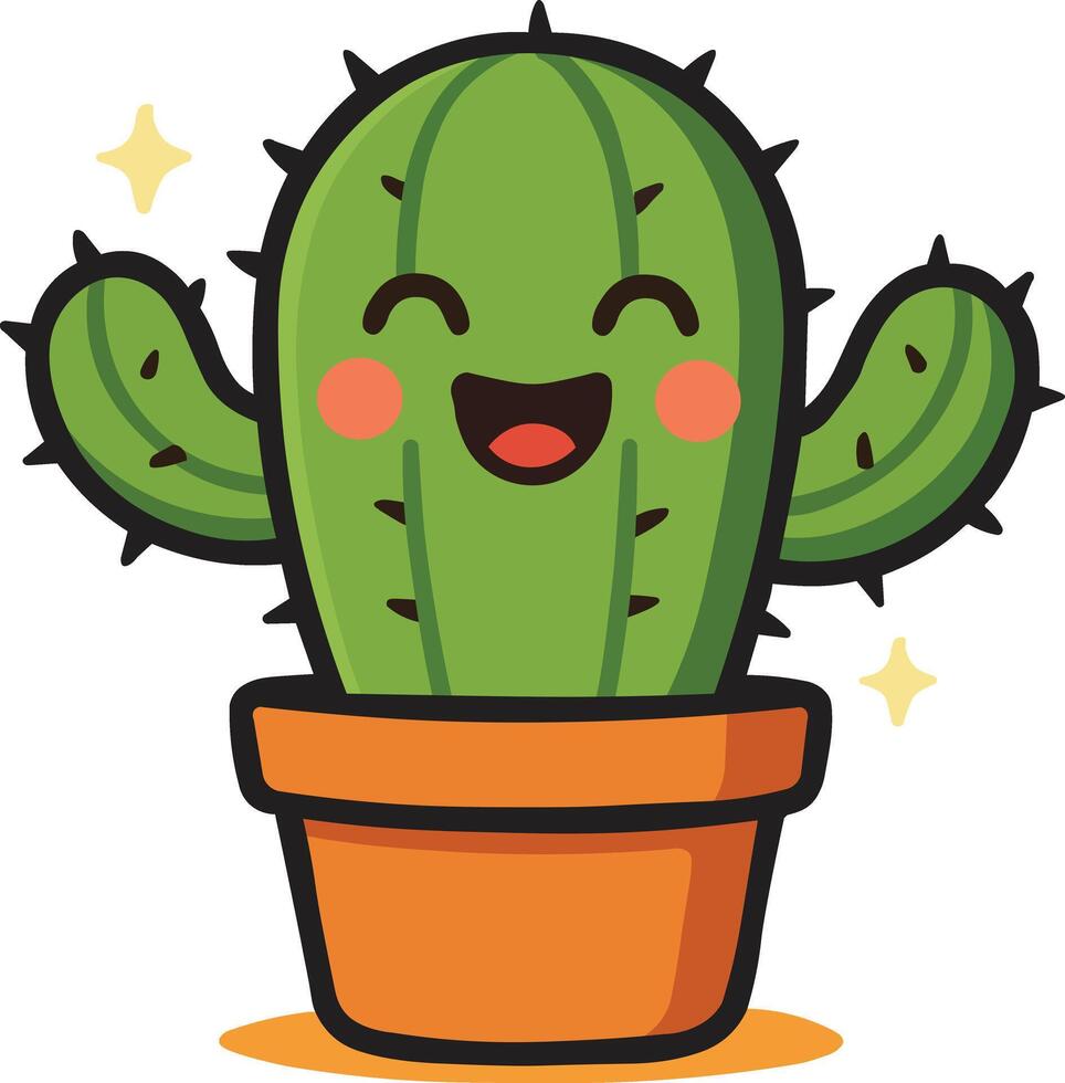 Illustration of Happy Cactus in Pot vector