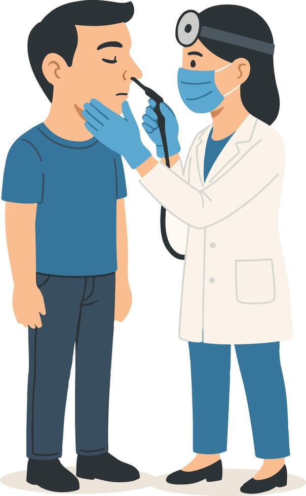 Nose Examination by Doctor vector