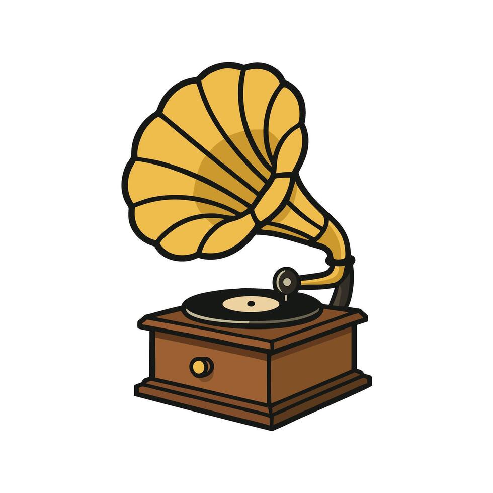 Illustration of a Vintage Phonograph vector