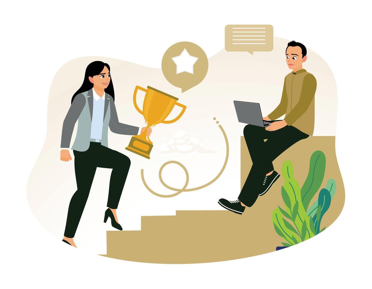 A professional entrepreneur helps teams develop themselves to achieve success. vector