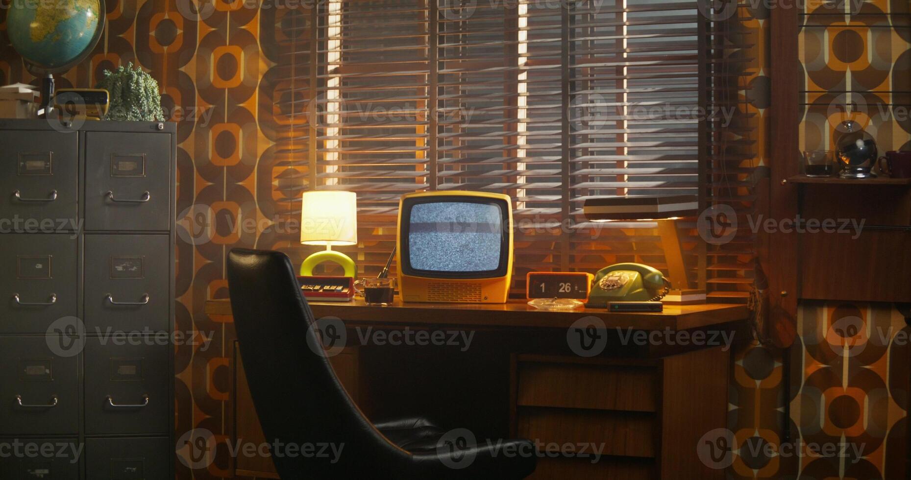 A monitor with ripples on the desktop screen. photo