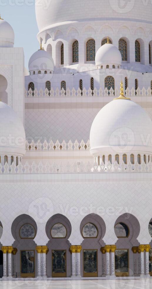 Close-up of the white dome at the top of the mosque. Abu Dhabi photo