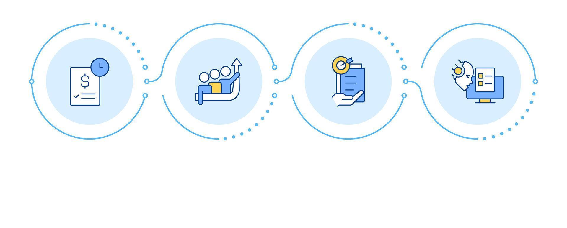 Financial close procedure benefits infographic 4 steps. Banking service regulatory standards. Flow chart infochart. Editable info graphics icons vector