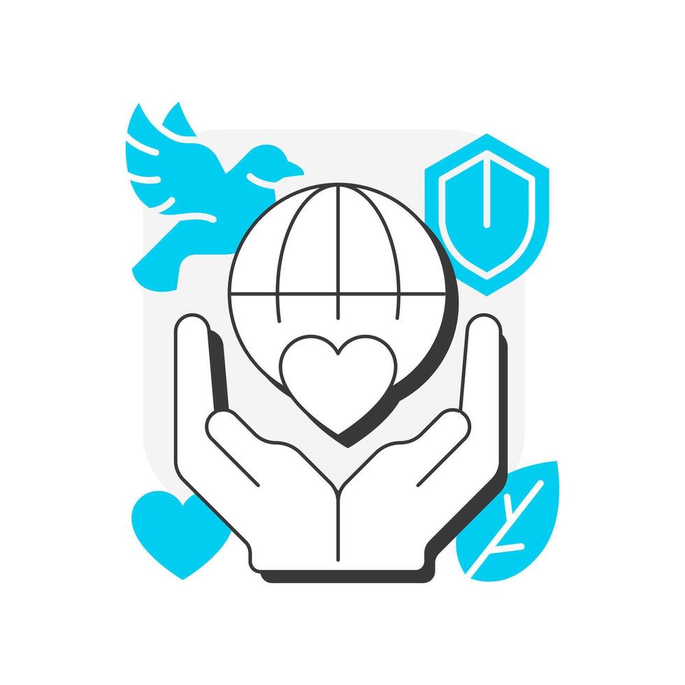 Environment flat outline concept icon. Sustainable development. Environmental care. Pillar of inclusive growth index. Modern line illustration with blue glyphs. Conceptual visual. Easy to edit vector