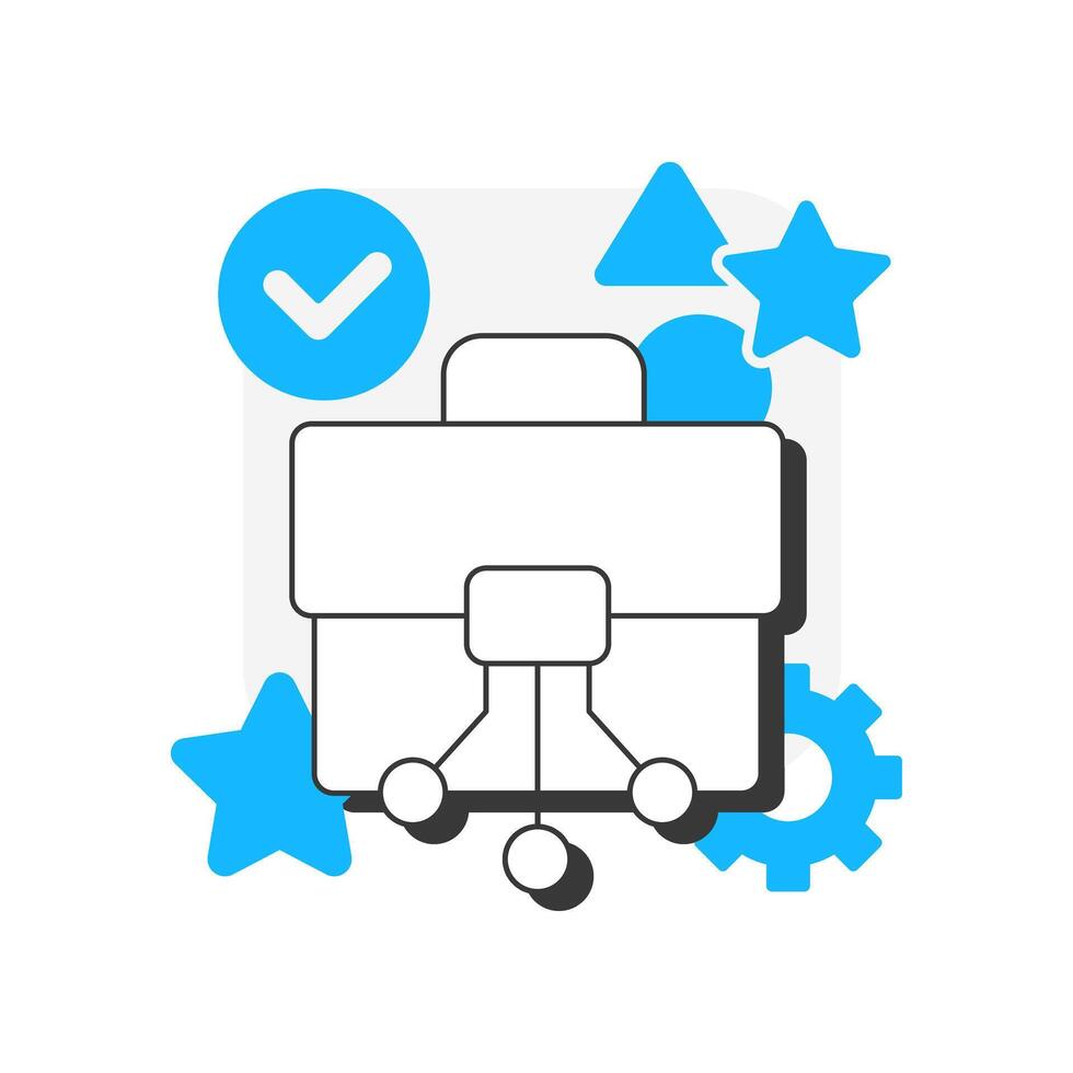 Various projects flat outline concept icon. Personal growth. Professional development. Digital nomad. Distance work. Modern line illustration with blue glyphs. Conceptual visual. Easy to edit vector