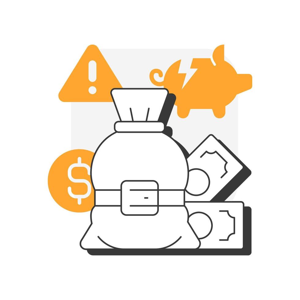 Lack of budget flat outline concept icon. Too expensive. Potential customer. Selling process. Objection handling. Modern line illustration with orange glyphs. Conceptual visual. Easy to edit vector