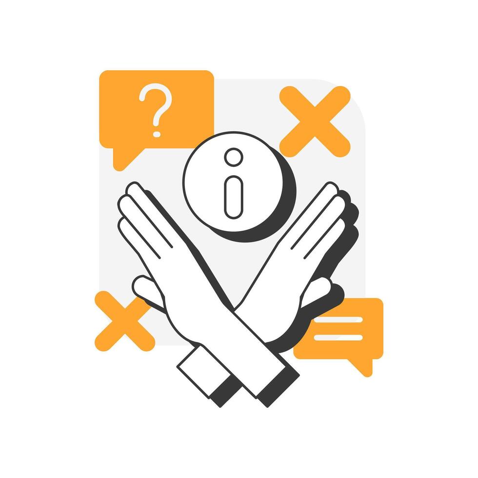 Lack of need flat outline concept icon. Product value. Customer satisfaction. Give information. Objection handling. Modern line illustration with orange glyphs. Conceptual visual. Easy to edit vector