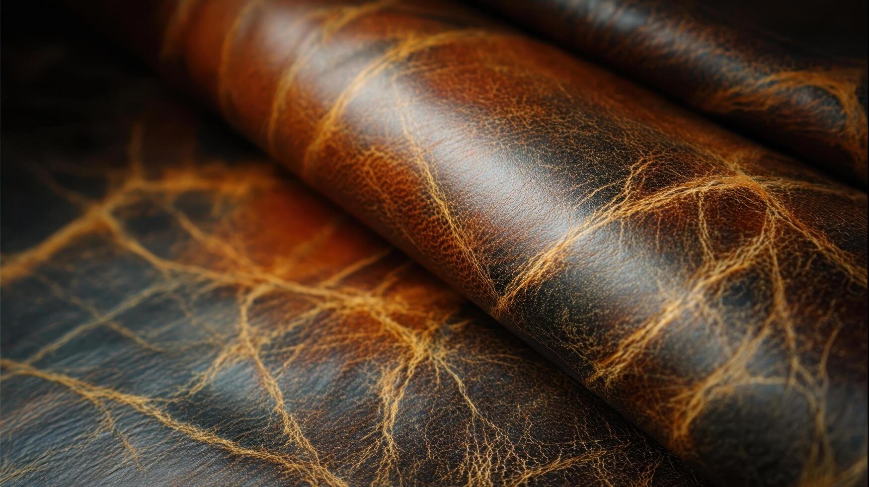 Textured vintage leather with micro cracking patina showcasing rich color and depth photo