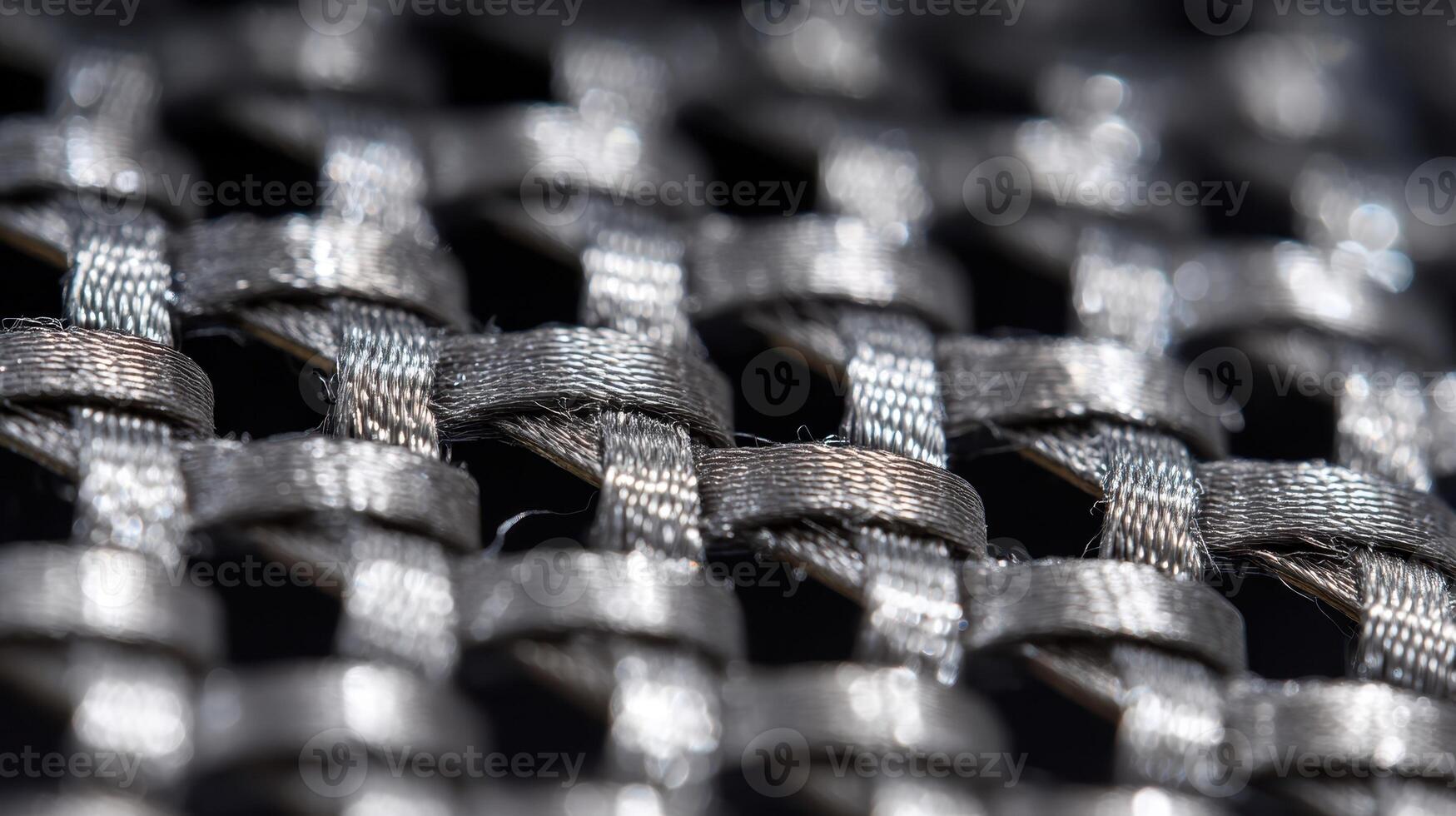 Close up view of fiber reinforced ceramic showcasing intricate weaving and exposed fibers photo