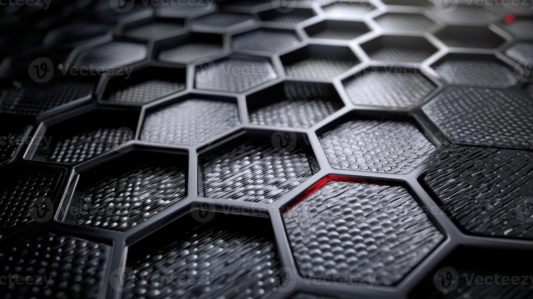Forged carbon fiber panel with hexagonal pattern showcasing unique textures and design features photo