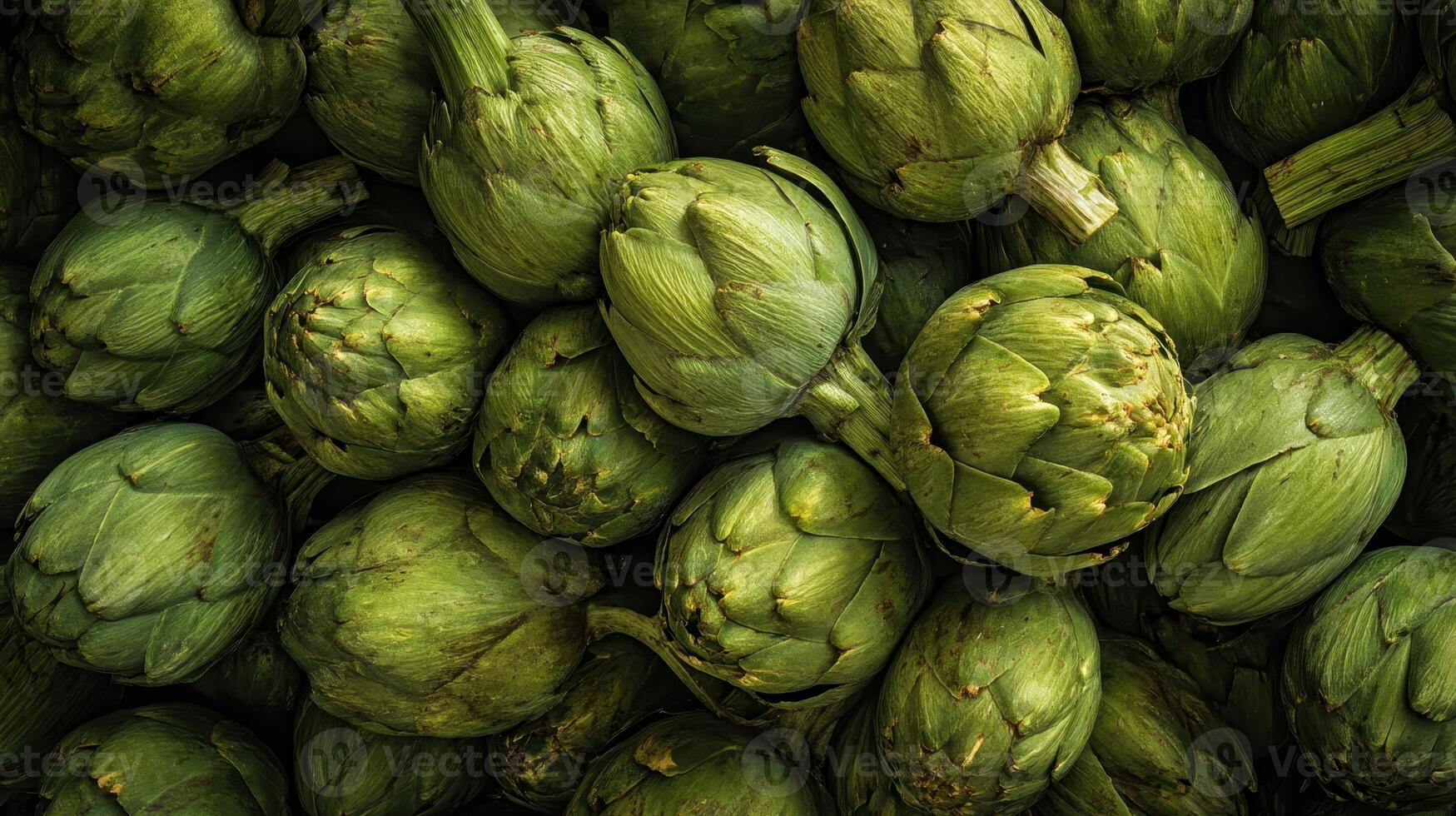 Pile of fresh artichoke hearts showcasing their soft texture at a local market photo