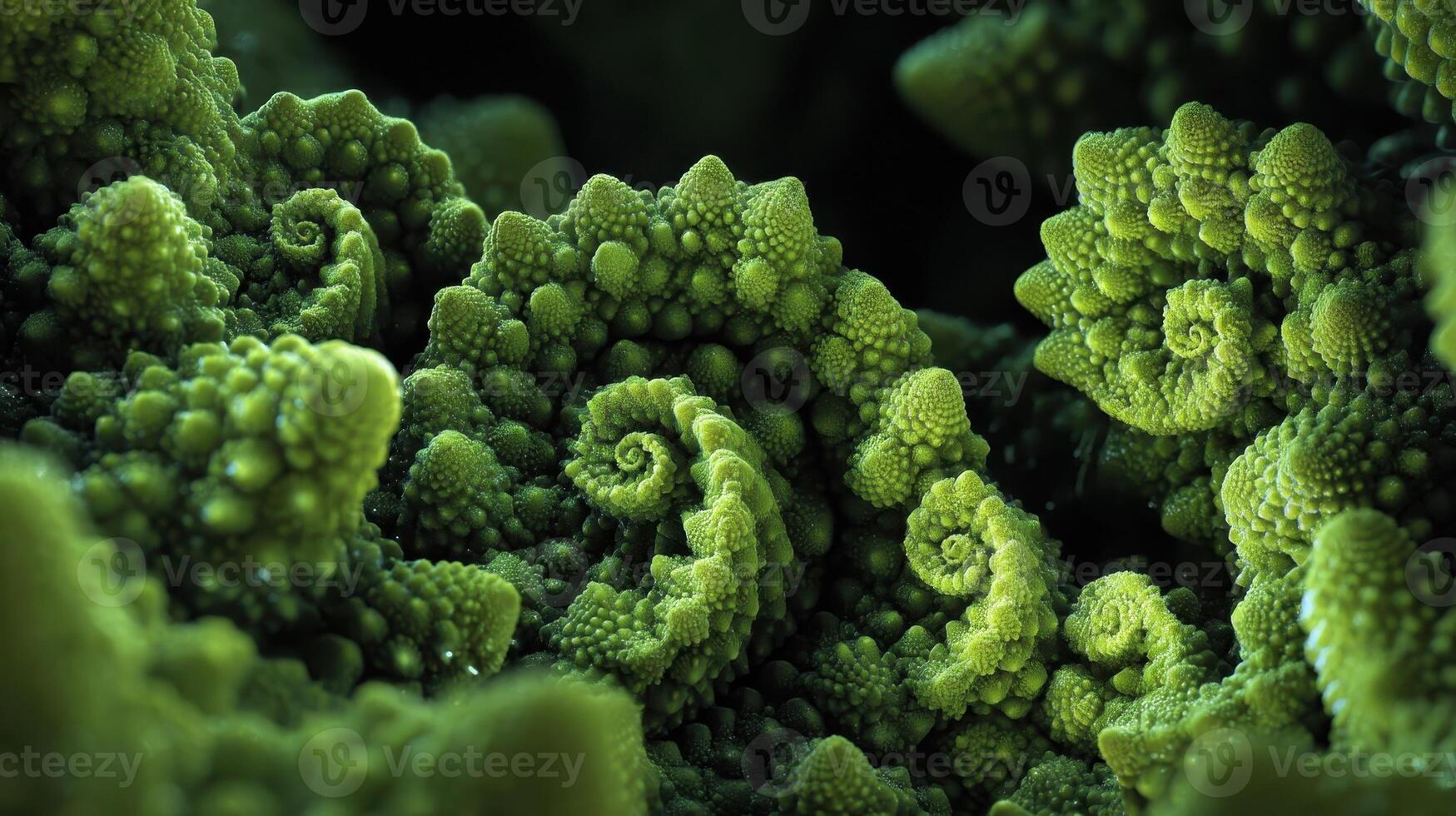 Vibrant green fractals showcase mesmerizing patterns of nature's psychedelia in close up view photo
