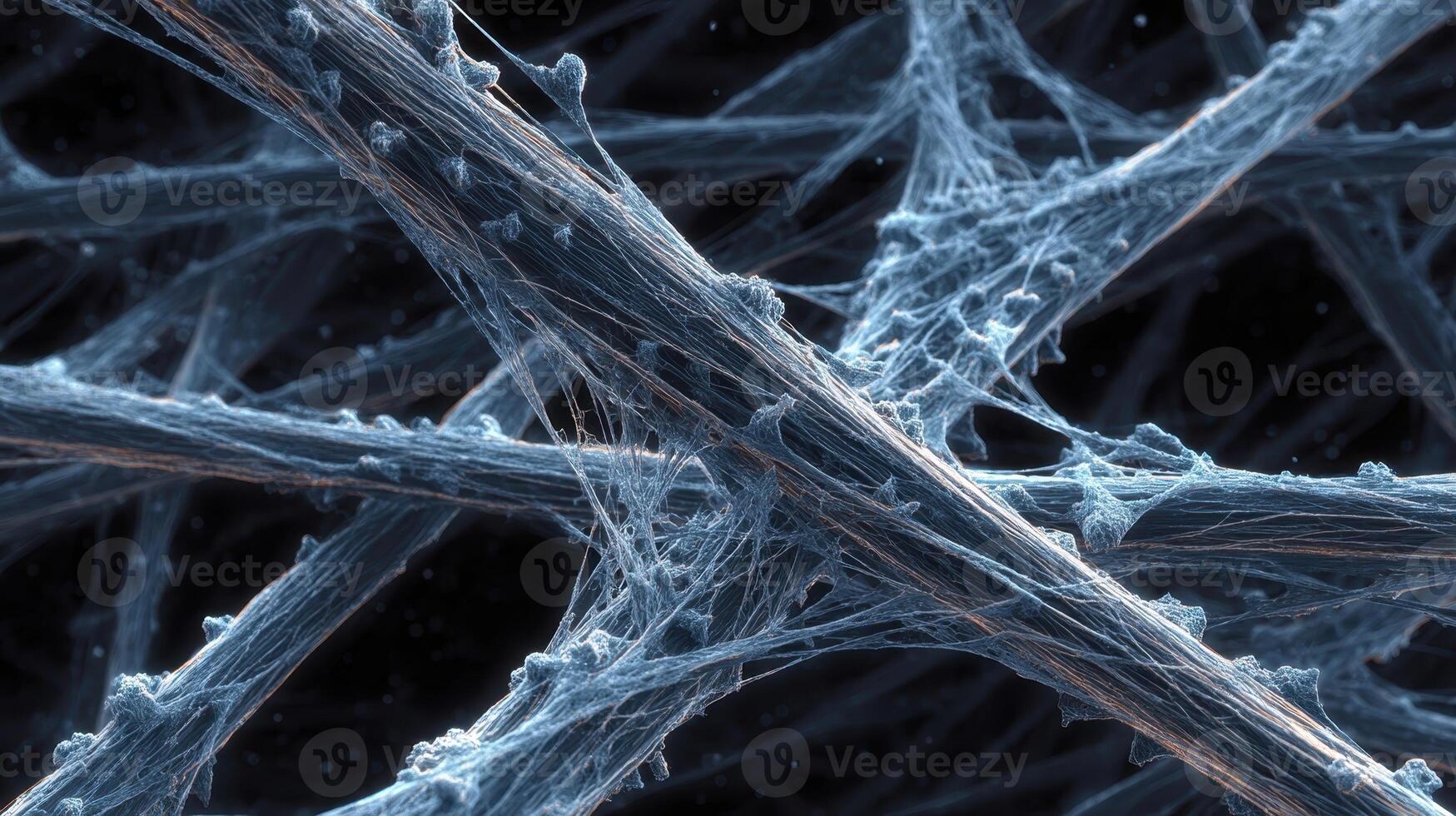 Detailed view of carbon fiber strands intertwined with epoxy resin under magnification photo