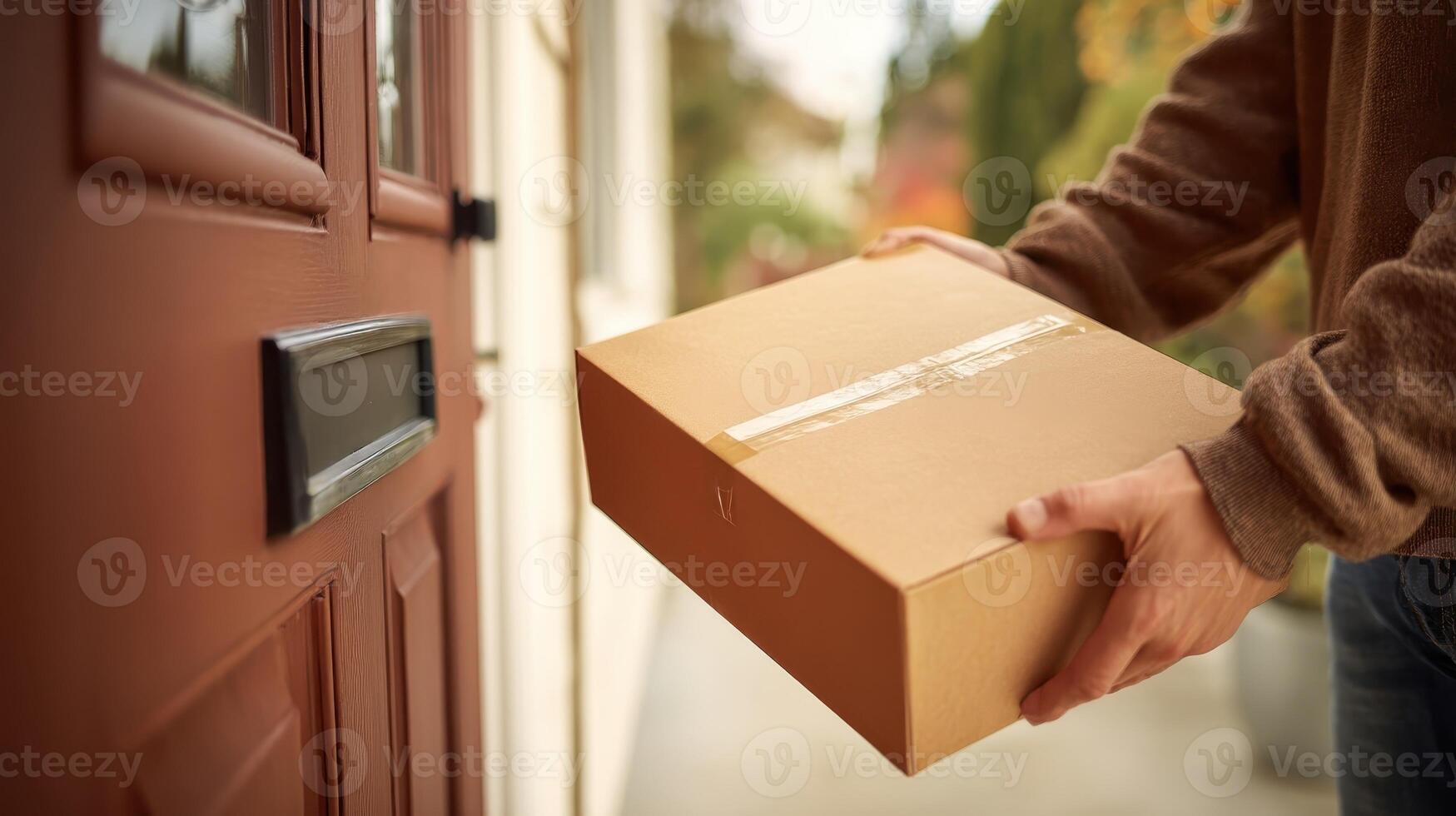 Package delivered to the wrong house by mistake, causing confusion among neighbors during daytime photo