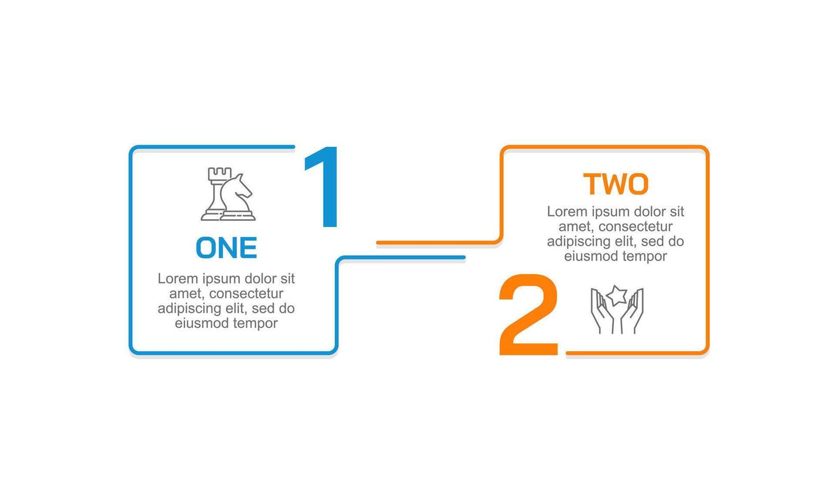 Infographic 2 options comparing strategy in business management. Presentation, Plan, Banner, Data and Report. vector