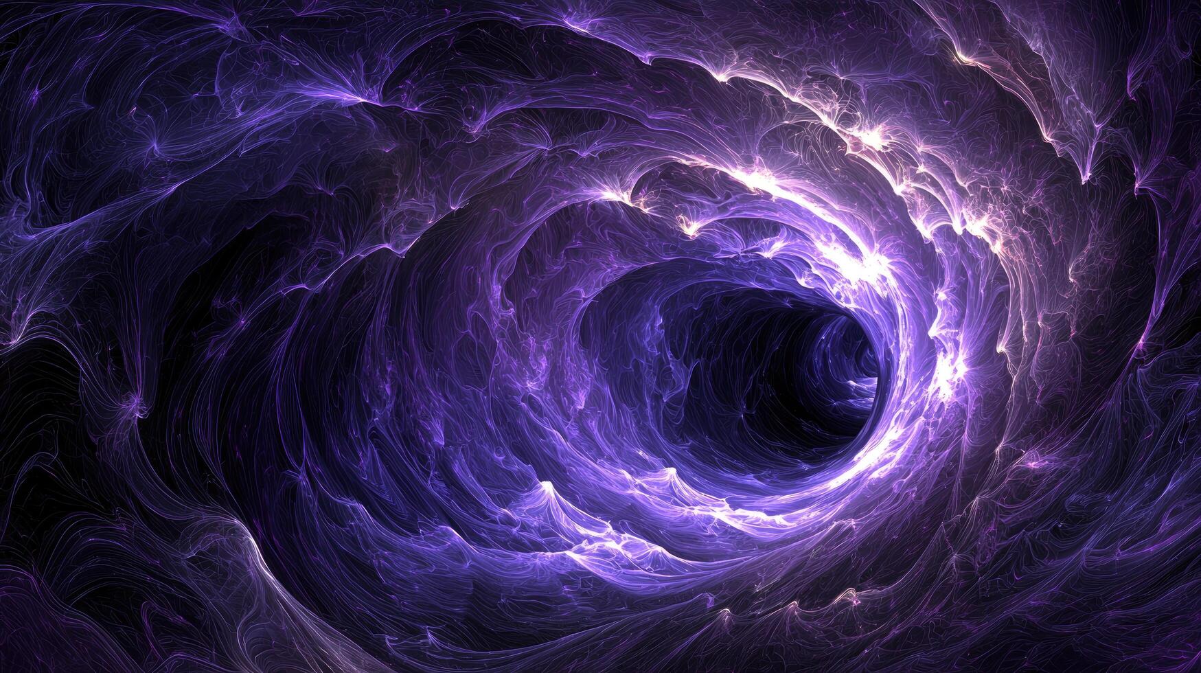Hypnotic Purple Fractal Tunnel Swirling Abstract Lines and Glowing Light Digital Art Background photo