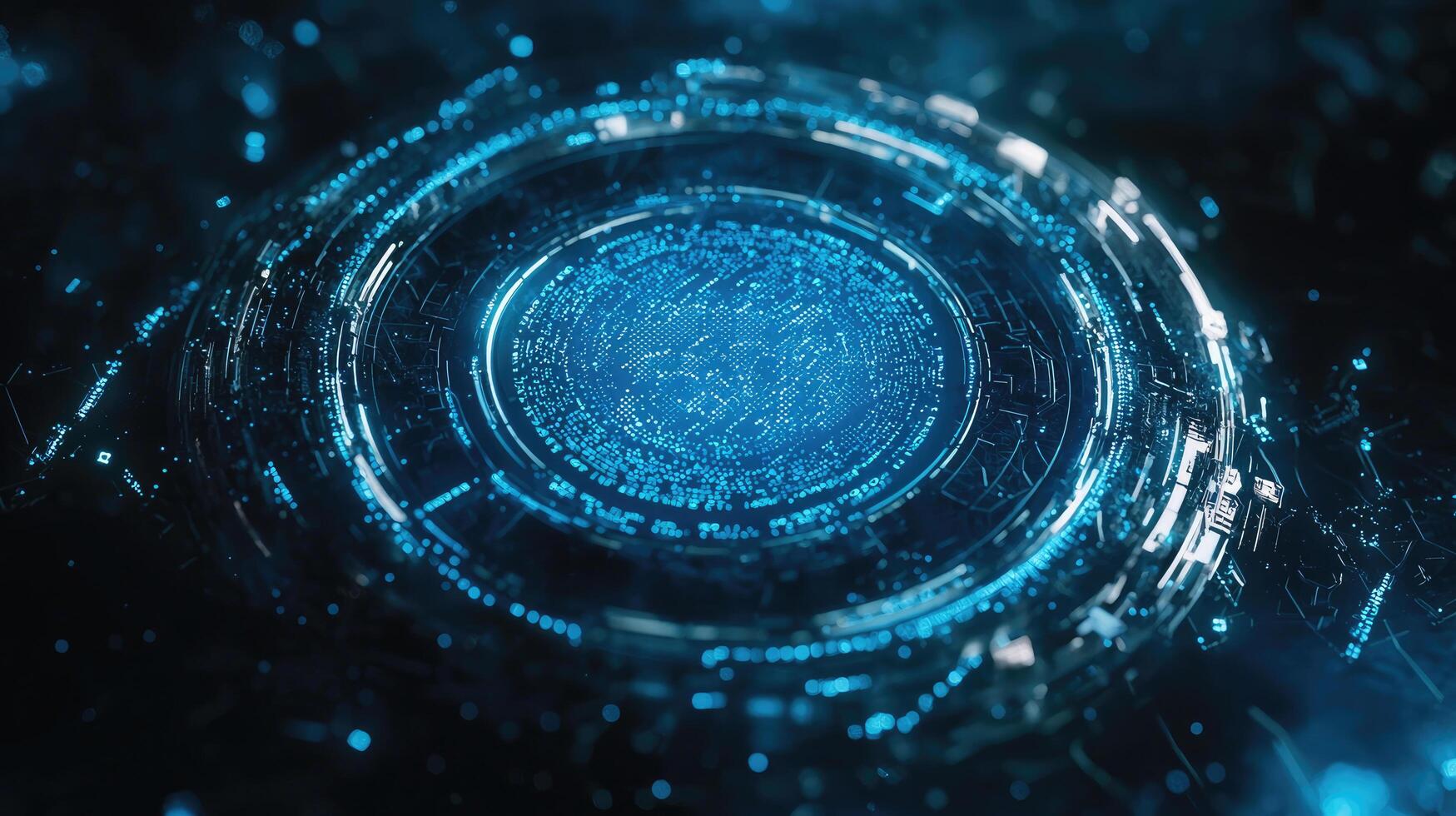 Abstract Blue Circular Technology Background with Glowing Data Streams and Futuristic Digital Connectivity, AI Concept photo
