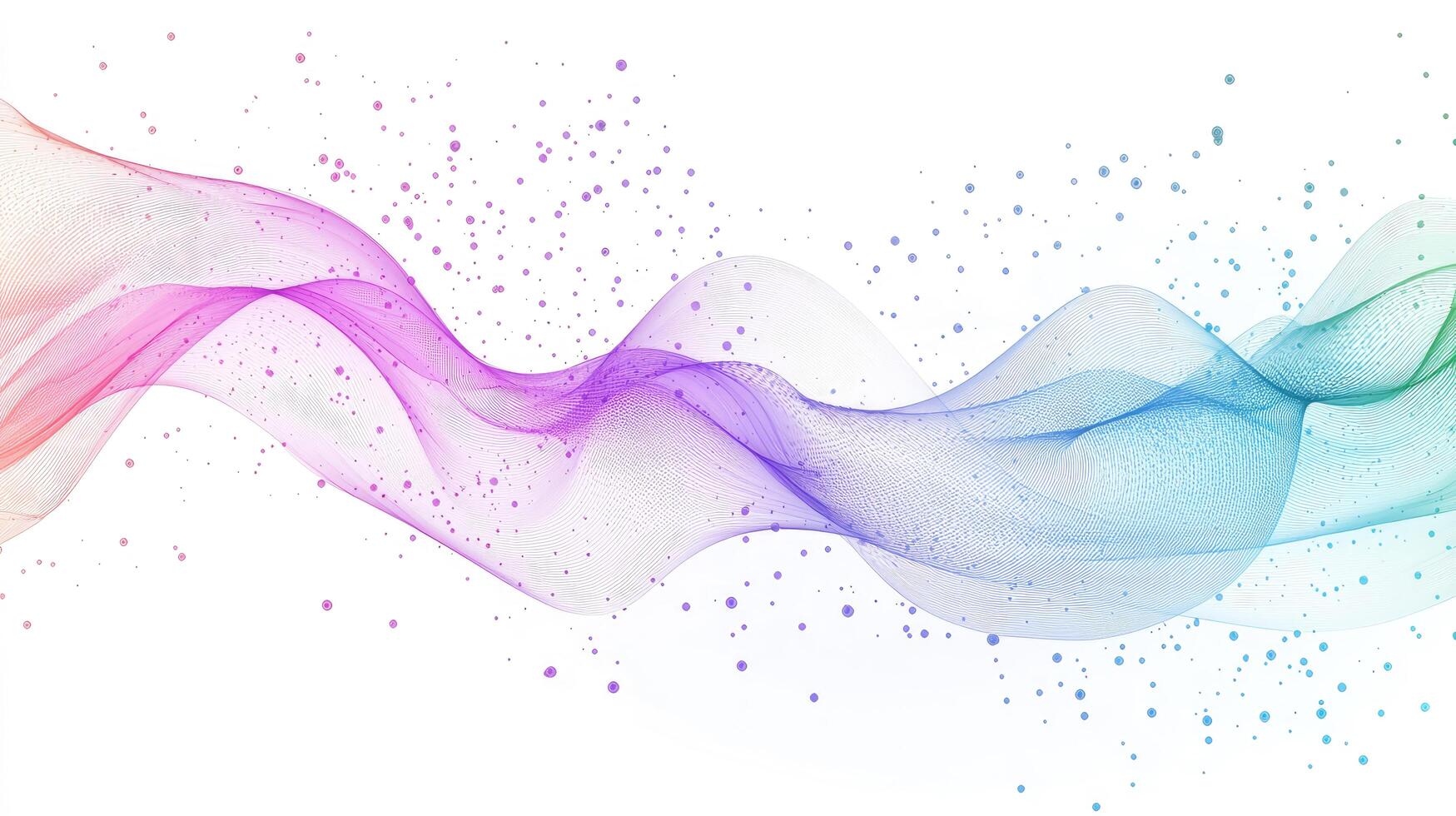 Abstract Colorful Wave Design with Transparent Lines and Bubbles on White Background for Modern Designs photo