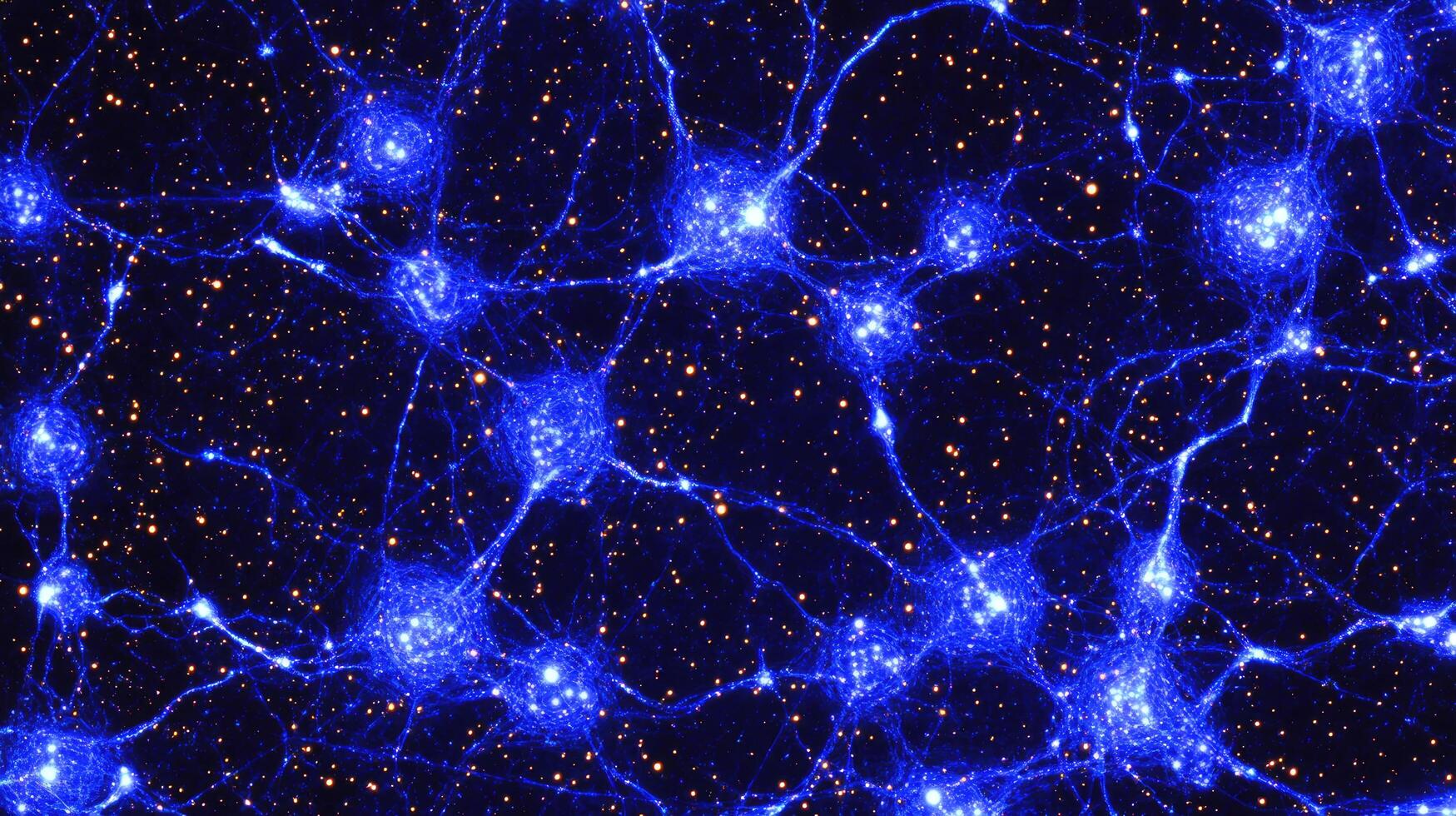 Abstract Cosmic Network Blue Galactic Filaments and Glowing Nodes on a Starry Sky Background photo